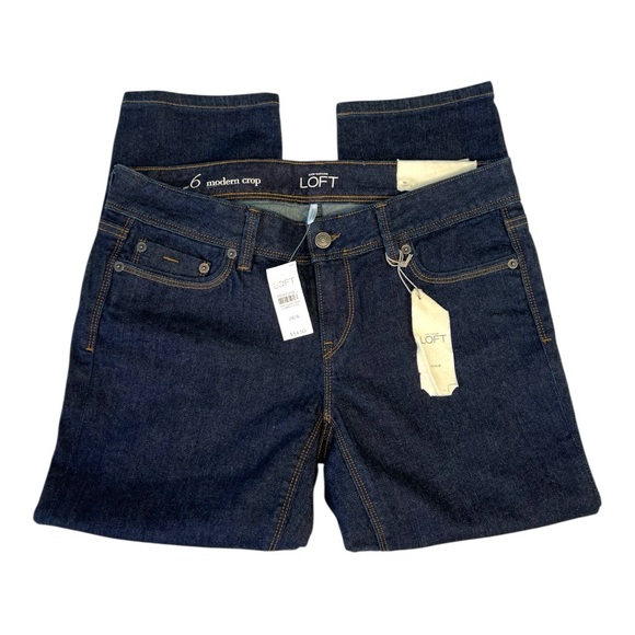 LOFT Modern Crop Dark Wash Denim Jeans Size 6 - Picture 2 of 5